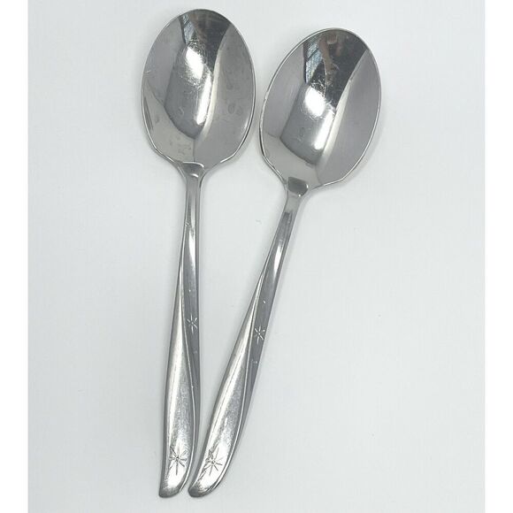 Oneida Community TWIN STAR Stainless Sugar Spoons 6 1/8” Set Of 2 Betty Crocker - Picture 1 of 6
